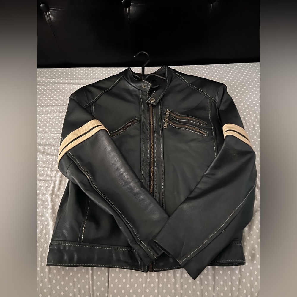 Motor style leather jacket